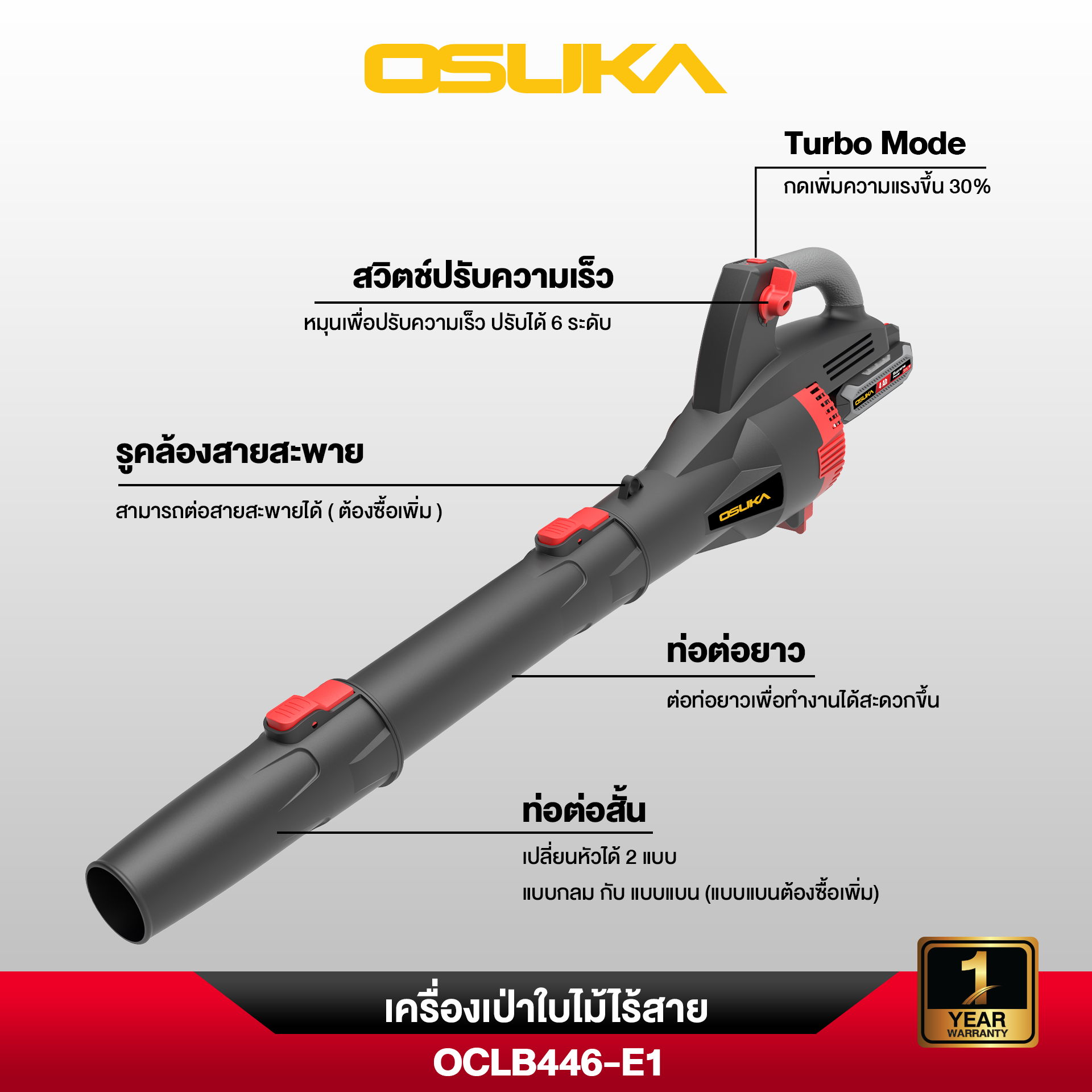 เครื่องเป่าใบไม้ไร้สาย OCLB446