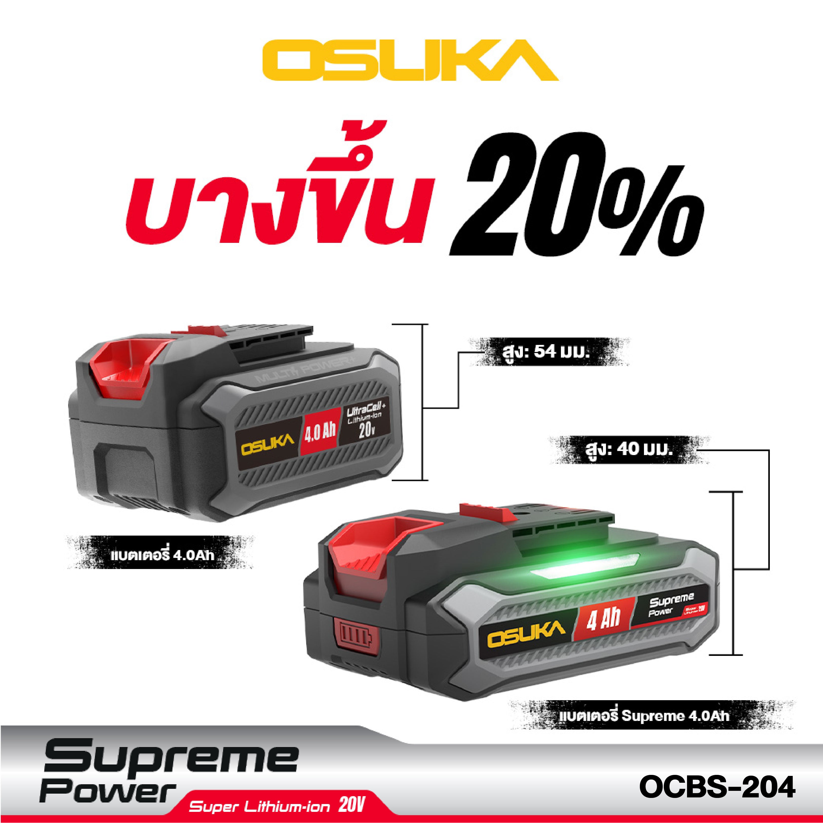 ก้อนแบตเตอรี่ 4.0Ah Supreme Power OCBS-204