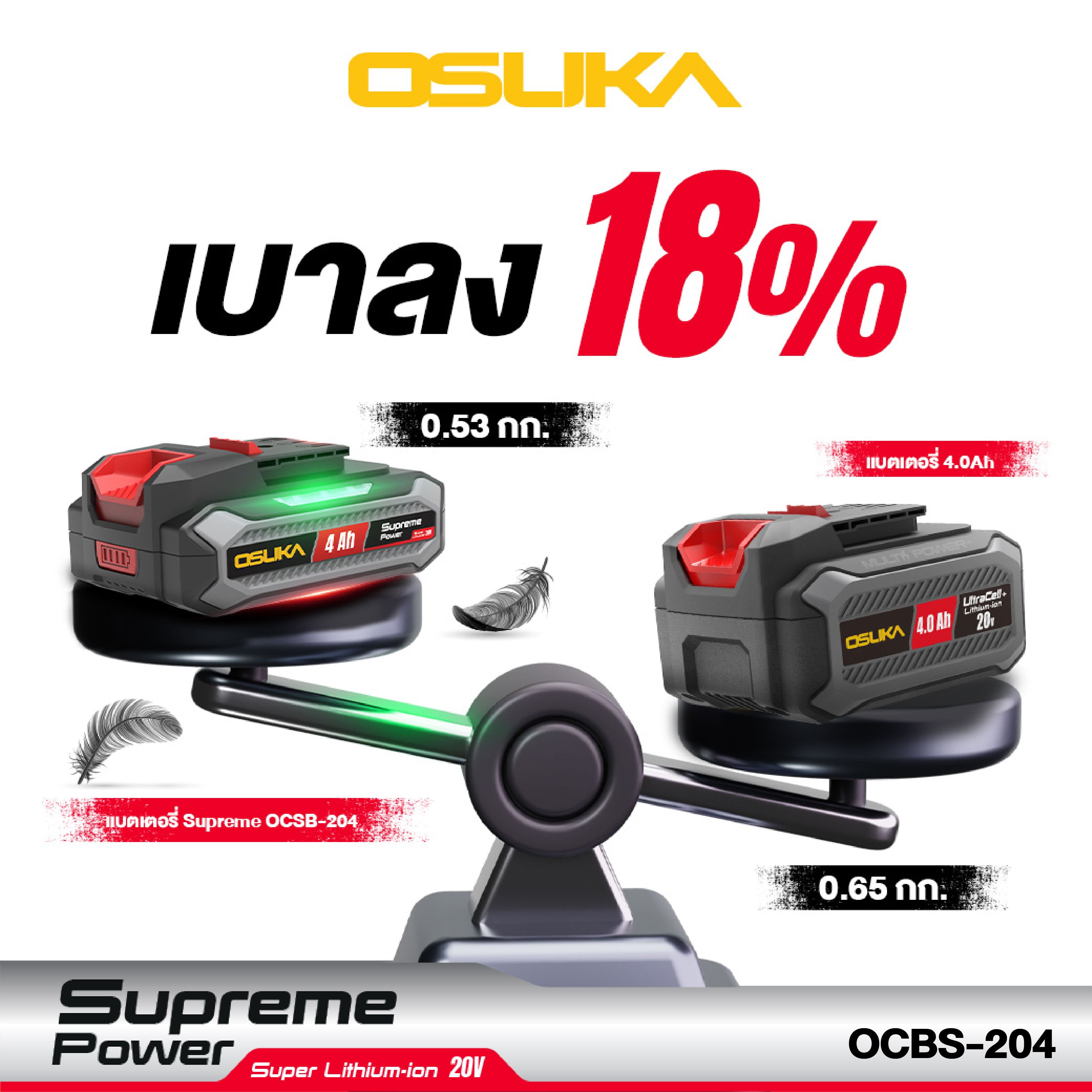 ก้อนแบตเตอรี่ 4.0Ah Supreme Power OCBS-204