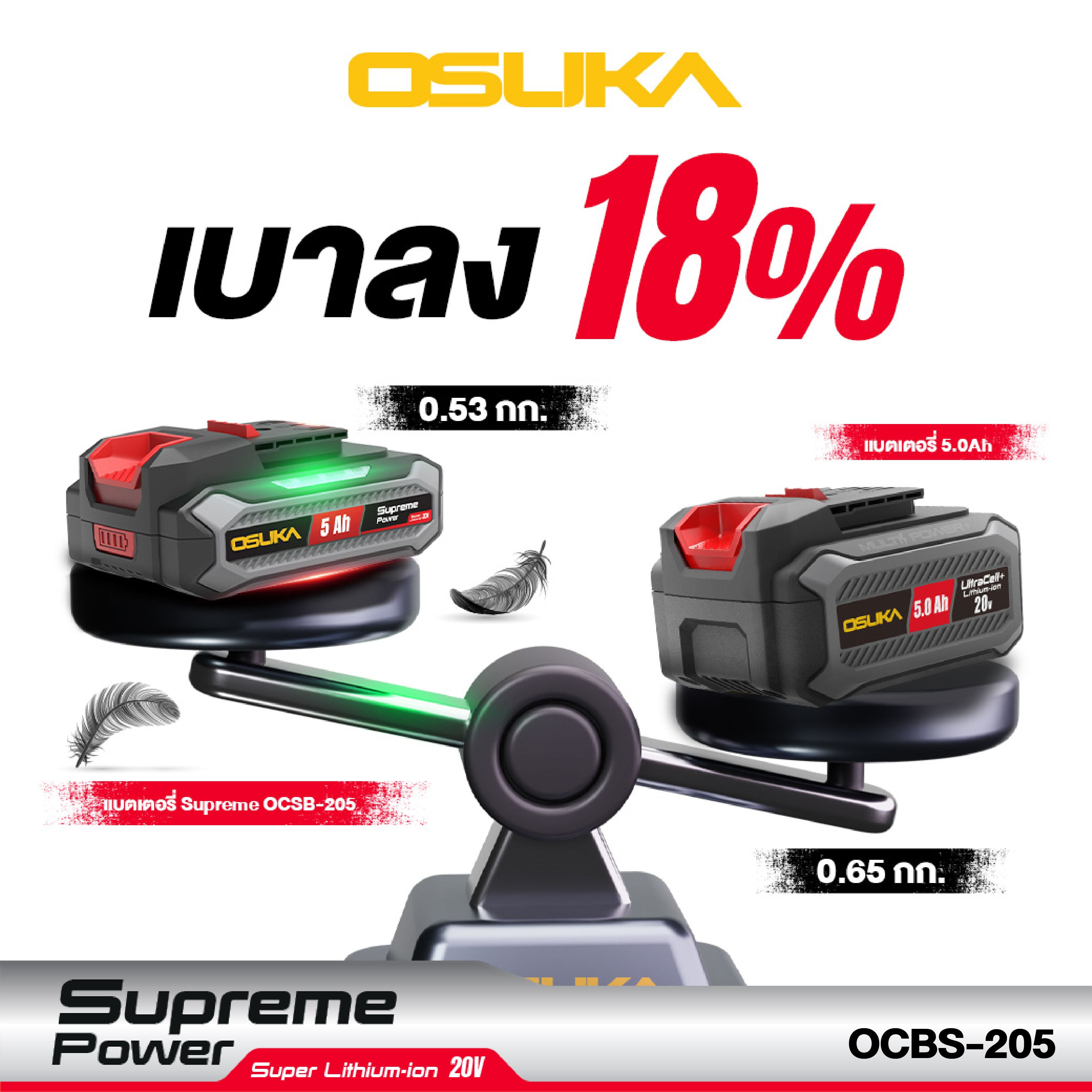 ก้อนแบตเตอรี่ 5.0Ah Supreme Power OCBS-205
